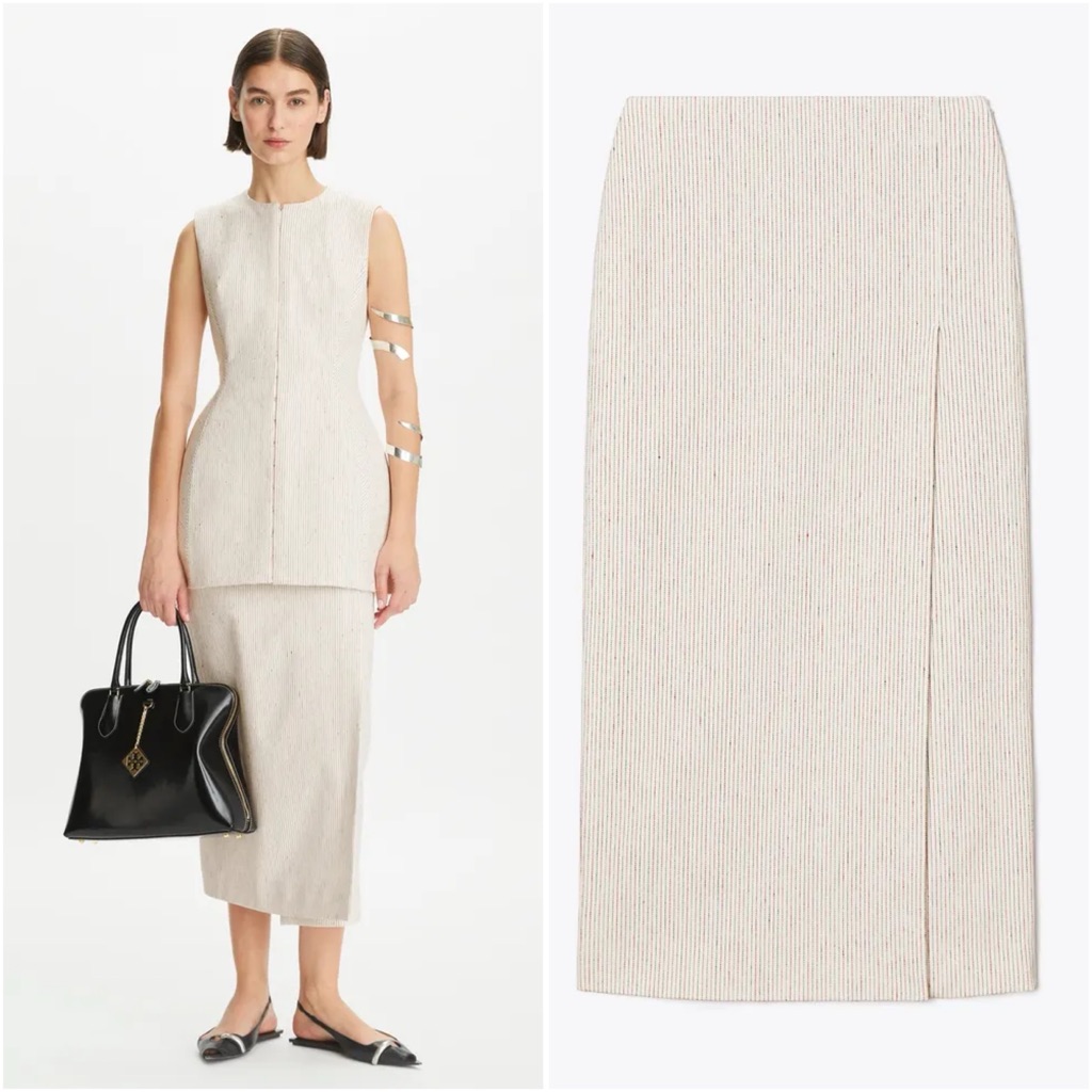 Nwt Tory Burch Linen Wrap Skirt 6 $698